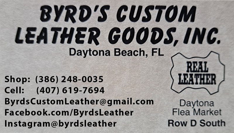 Byrds Custom Leather Goods Business Card